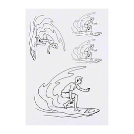 4 x 'Surfing Man' Temporary Tattoos - Water Resistant, Skin-Safe, Non-Toxic Transfers, Mixed Sizes (TO00007172)