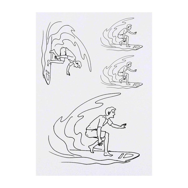 4 x 'Surfing Man' Temporary Tattoos - Water Resistant, Skin-Safe,