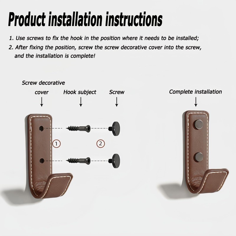 GHYTRIGEN 4 Pcs Leather Coat Hooks Wall Mount,Coat Hooks for