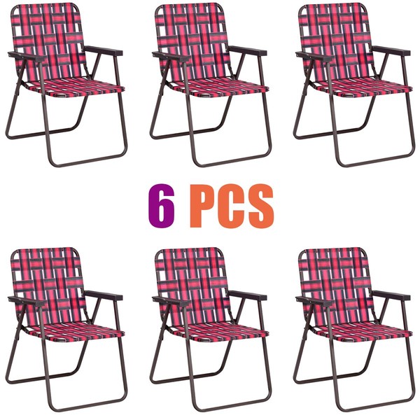 Giantex Folding Lawn Chairs Set of 6 Outdoor Portable Beach