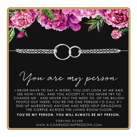 Friendship Bracelet • You Are My Person Bracelet • Love and Friendship Jewelry • Two Connected Circles • 925 Sterling Silver • You're My Tribe Unbiological Soul Sister Bracelet • Gifts for BFF Besties