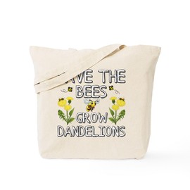 CafePress Save The Bees Grow Dandelions Tote Bag Natural Canvas Tote Bag, Reusable Shopping Bag