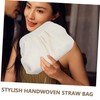 Generic Handwoven Straw Clutch Purse for Women Cloud Dumpling Shape