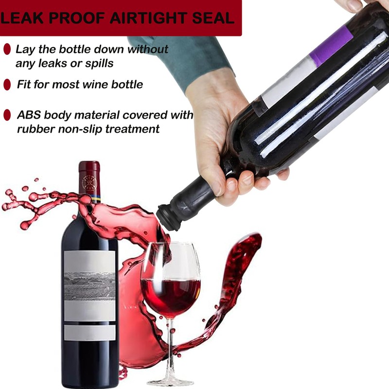 AHN Wine Saver Vacuum Pump with 6 Vacuum Wine Bottle