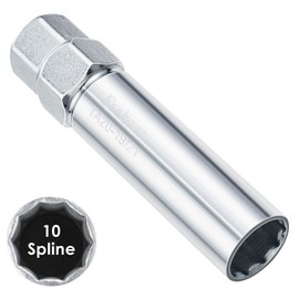 Feekoon 10 Spline Lug Nut Key Replacement for TA20-19/21, Compatible with Bimecc 10-Spline Lug Nut and Lug Bolts, Passenger with 3/4 and 13/16 Hex Drive, Alloy Steel, Silver (1 Pack)