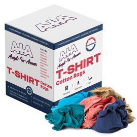 Angel-in-Armor Colored T-Shirt Rags – 50lb Bulk Box of Recycled Cotton Knit Shop Rags (500 Units) – Low Lint Cleaning Cloths for Mechanics, Oil Changes, Industrial and Commercial Use