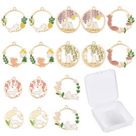 SUNNYCLUE Cat Flowers, 32 Pieces, 8 Types, Cat Charm, Rabbit, Charm, Japanese Style, Charm, Enamel Deer, Pendant, Cherry Blossom, Moon Parts, Flowers, Elk, Piercing, Cat Petals, Peach Blossoms,