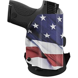 We The People Holsters - American Flag - Right Hand - OWB Holster Compatible with Smith & Wesson M&P Shield / M2.0 / Plus 9mm/.40 w/ Crimson Trace LG489G Laser