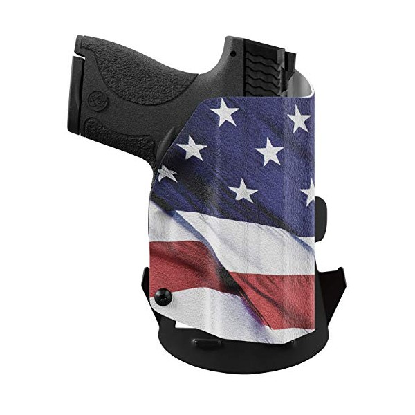 We The People Holsters - American Flag - Right Hand - OWB Holster Compatible with Smith & Wesson M&P Shield / M2.0 / Plus 9mm/.40 w/ Crimson Trace LG489G Laser