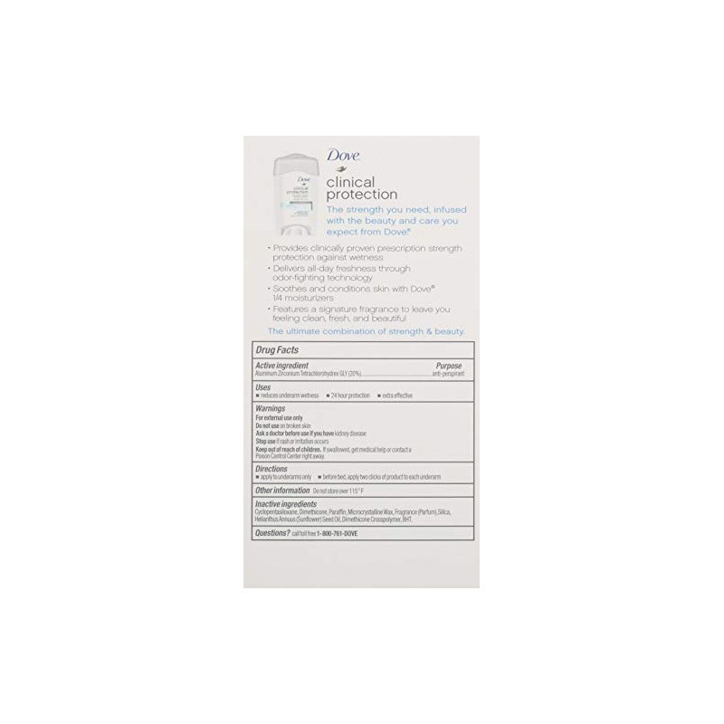 Dove Clinical Protection Antiperspirant, Original Clean 1.7 oz (2 Pack)