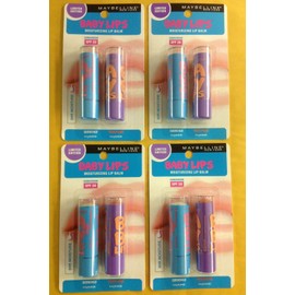 Maybelline 4 X Maybelline Baby Lips Electro Lip Balm  Duo Pack - Quenched & Peach Kiss NEW.