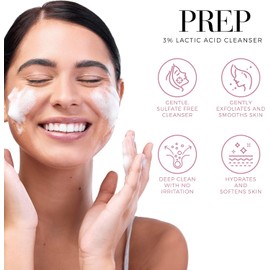 Limpiador facial exfoliante para pieles envejecidas: limpiador facial con alfahidroxiácido (AHA) y 3% de ácido láctico