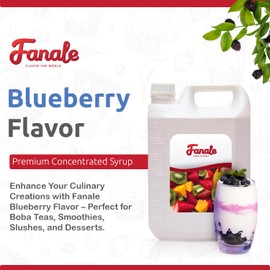 Fanale Premium Flavoring Concentrated Syrup for Bubble Tea 11 lb | Blueberry Flavor Syrup | for Boba Tea, Smoothies, Slushes, Desserts | 11lb | Pack of 4 | SRP170-CS