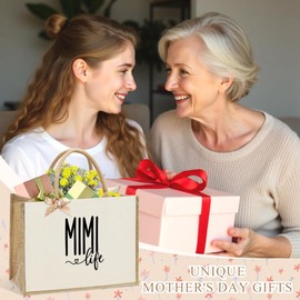 CHQIUCR First Time Grandma Tote Bag for Mimi/Abuela, Practical Reusable Beach Bag Gift for Granny, Sentimental Mimi Birthday/Mothers Day Gift, Eco-Friendly Grandma Shopping Tote for Women