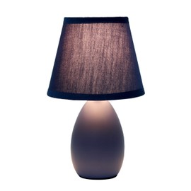 Simple Designs LT1197-BLU 9.45" Chic and Sleek Oblong Mini Oval Ceramic Table Lamp with Matching Shade, for Living Room, Bedroom, Office, Blue