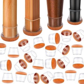 24 Piezas Almohadillas Antideslizantes de Silicona y Fieltro para Sillas/Mesas - Protector de Suelo de Madera Dura contra Rayaduras y Ruidos - Cubrepatas para Todos Pisos Duros Pequeño tamaño