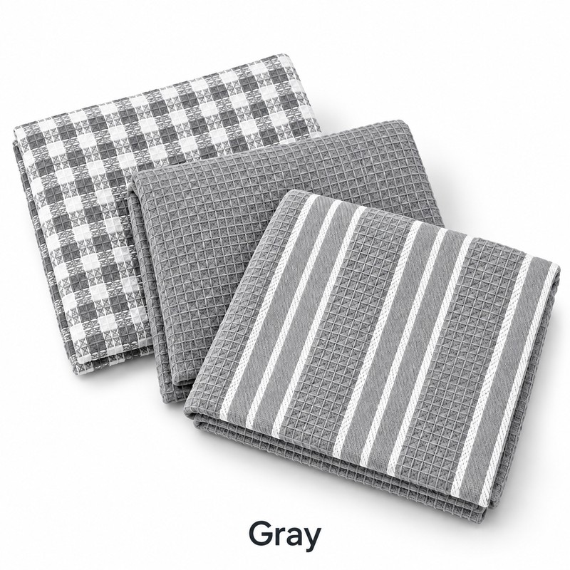 100% Cotton Waffle Dish Cloths for Kitchen Cleaning – Soft,