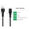 Goffeu 3-Prong AC Power Cord for Computers, TVs, Monitors, etc.