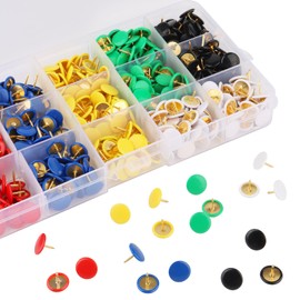 Pack of 540 Drawing Pins Colourful Drawing Pins Flat Head 10 x 9 mm Push Pins 6 Colours Round Drawing Pins with Transparent Storage Box for Pin Board, Office, School and Home