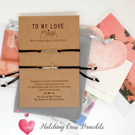 Couples Bracelets Matching Bracelets for Couples Relationship Bracelets for Bf and Gf Cross Bracelet for Best Friends Couples Gift Ideas Valentine's Day Gifts for Him and Her Boyfriend Girlfriend