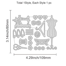 GLOBLELAND Cutting Dies Cutter Theme Metal Cutting Stencils Sewing Machine, Yarn, Buttons, Scissors and Hangers Cutting Dies for Card Making and DIY Scrapbooking Decor