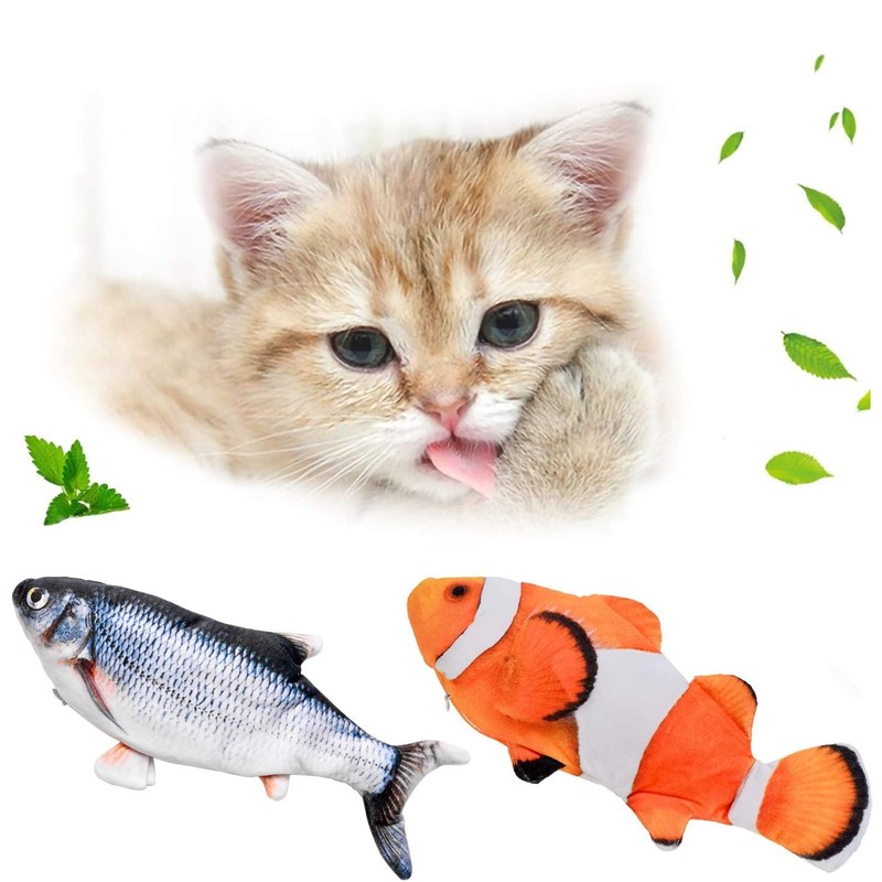 BangShou 2 Pieces Electric Moving Fish, Cat Toy Realistic Flopping