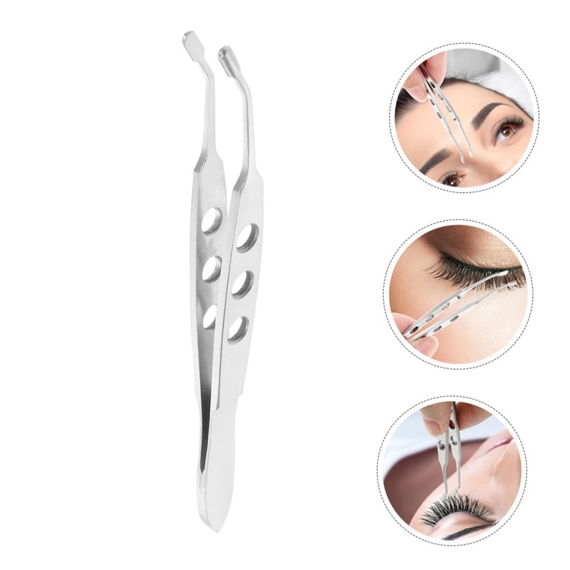 IWOWHERO 2pcs Professional Eyelid Treatment Tool Stainless Steel Tweezers Multifunctional