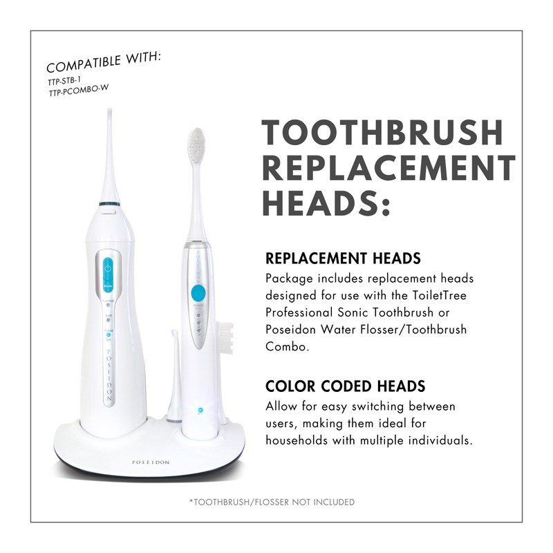 ToiletTree Products Poseidon Replacement Brush Heads for Poseidon Rechargeable Sonic