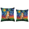 Orange Tabby Tiger Cat Starry Night Colorful Art by Aja