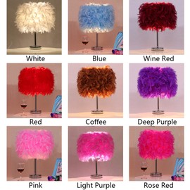 Yooha Feather Table Light, Home Decorative Bedside Desk Lamp Elegant Feather Lampshade LED Night Lamp, Soft Lighting Romantic Atmosphere Light for Living Room Wedding Room Bedroom(US Plug,Pink)