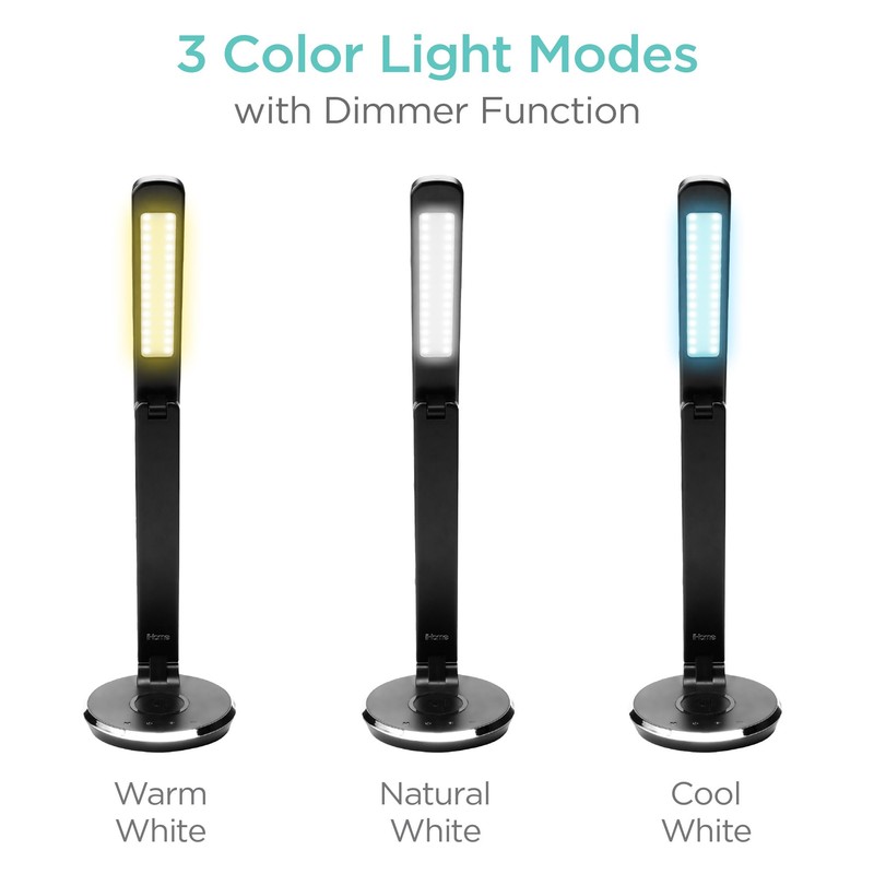 iHome Desk Lamp with Charging Station, Reading Light with Wireless