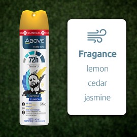 ABOVE 72 Hours Derma Clinical Antiperspirant Deodorant, Neymar Jr Teen Boy, 4 Pcs - Deodorant for Teens - Patchouli and Oak Musk Notes - Dry Spray