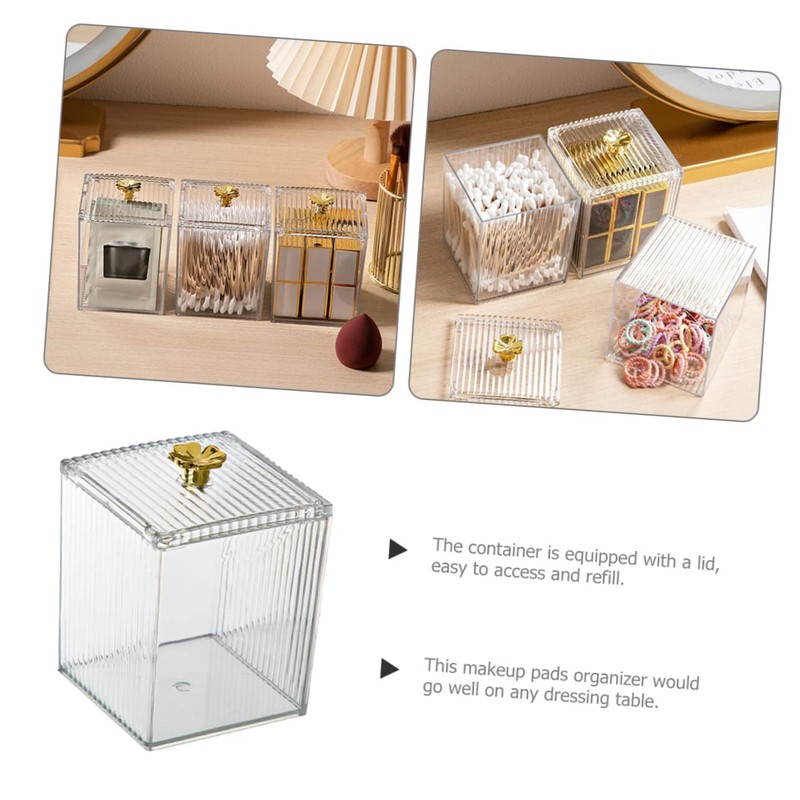 CAXUSD 2pcs Cotton Pad Holder Transparent Cosmetic Organizer for Makeup
