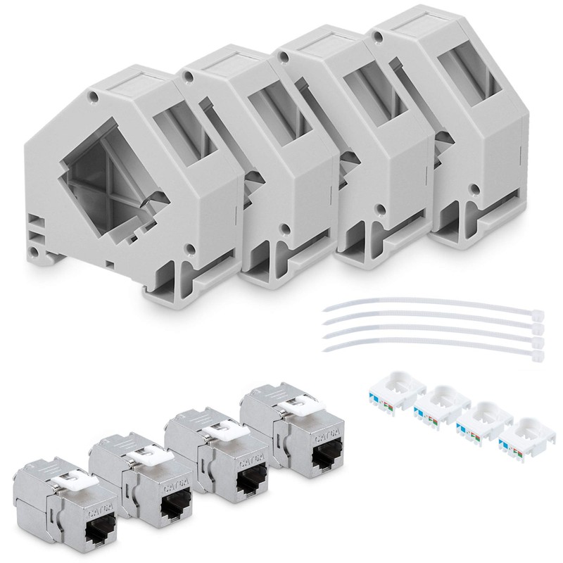 kwmobile Keystone Module and DIN Rail Adapter Set - Fits