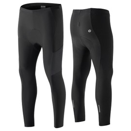 ROCKBROS Men's Thermal Cycling Pants Padded with Pockets, Cold Weather Biking Bicycle Leggings Black