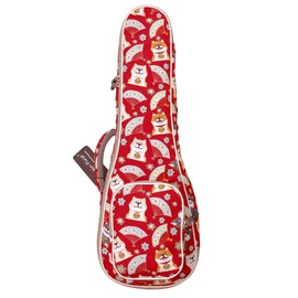 MUSIC FIRST Cute Cartoon 'Shiba Inu and Sakura' Dog Ukulele Case, Fit for 2324 inch Concert Ukulele, Red