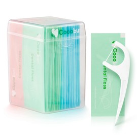 COCOBURI 50 Count Individually Wrapped Dental Floss Picks-Oral Care Flossers for Adults- Floss Singles Bag- Travel Hotel Restaurant Office Car Dental Floss