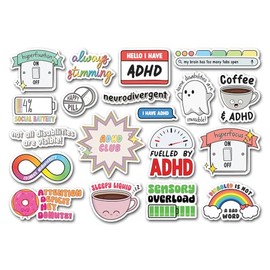 A4 Sticker Sheet ADHD Vinyl Stickers - Celebrate Neurodiversity Autistic Neurodivergent Awareness Hidden ADHD Disability Stickers #82475