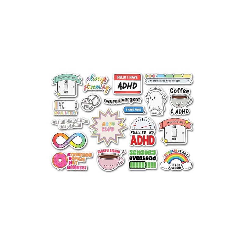 A4 Sticker Sheet ADHD Vinyl Stickers - Celebrate Neurodiversity Autistic