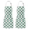 Ohocut 2 Pack Checkered Kitchen Apron, Sage Green Checkerboard Aprons