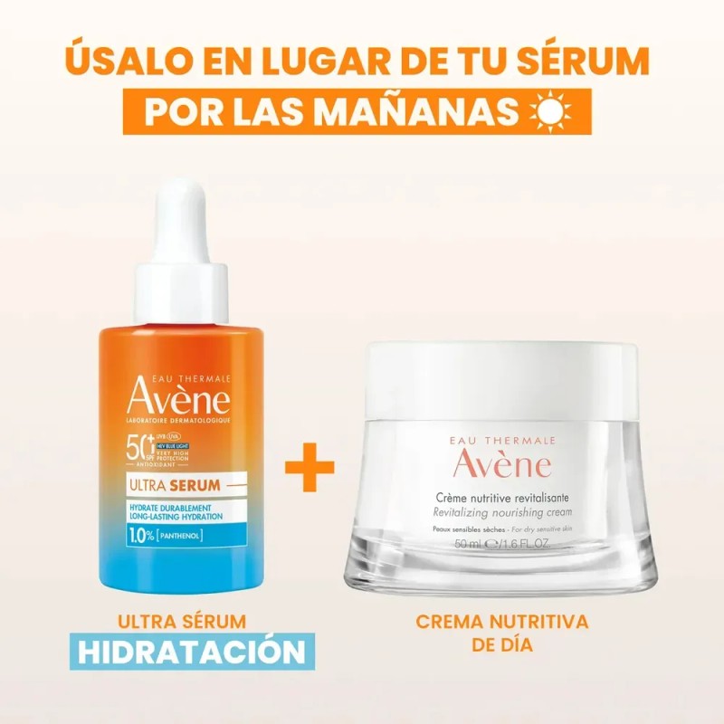 Protector Solar Facial Avène Ultra Serum FPS50+ Hidratación Duradera 30