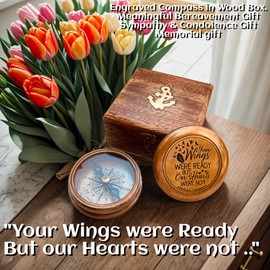 Memorial Gift for Condolence | Bereavement Sympathy Gift in Loving Memory of - Loss of Mother Father Son Daughter Loved One Grief - Remembrance Keepsake Gift Engraved Compass