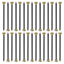 sourcing map 50Pcs Picture Hanging Nails, 1.8 x 35mm Iron Decorative Hangers Reusable Hardware Tool for Hanging Pictures Mirrors, Gold & Black