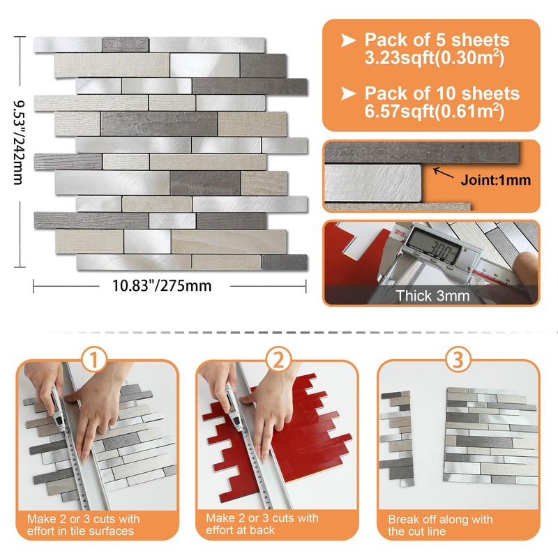 VAOVI Linear Mosaic Backsplash Peel and Stick Tile for Stove,Subway
