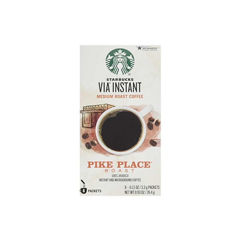 Starbucks Via Instant Coffee Pike Place Roast, (Pack of 4)