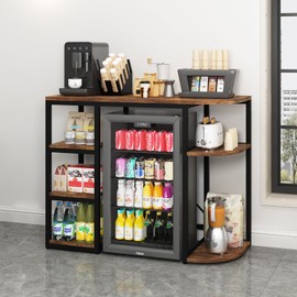 HONXIYUE Mini Fridge Stand with Storage, Bakers Rack, Mini Fridge Cabinet with Storage, Coffee Bar Cabinet with Mini Refrigerator, Microwave Oven Stand Rack for Home Dorm Office.