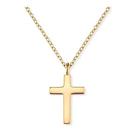 Engelsrufer Women's Necklace Made of Gold-Plated Sterling Silver and Simple Cross Pendant – Lobster Clasp – Adjustable in Two Lengths – Nickel-Free, Sterling Silver, No Gemstone