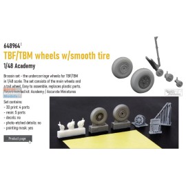 Eduard EDU648964 1:48 Eduard Brassin Print - TBF TBM Avenger Wheels with Smooth Tire