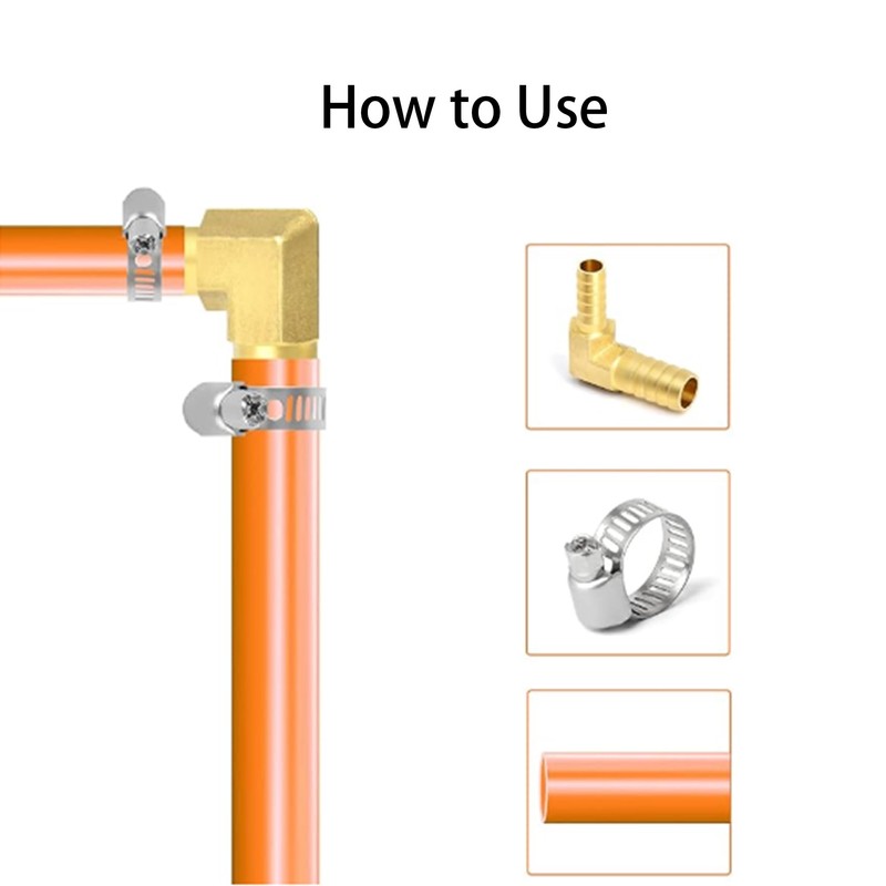 AUXBC 2Pcs 1/2Inch 90 Degree Brass Hose Barb, L Right
