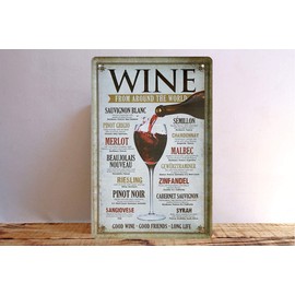 schilderkreis24 - Tin Sign Funny Wine Saying "Wine from Around The World" - Decorative Vintage Kitchen Wine Fans Gift Idea 20 x 30 cm